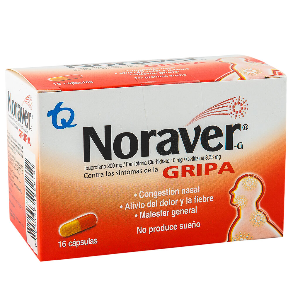 Noraver Gripa (Ibuprofeno+Fenilefrina+Cetirizina) Caja x 16 Capsulas (Tecnoquimicas)