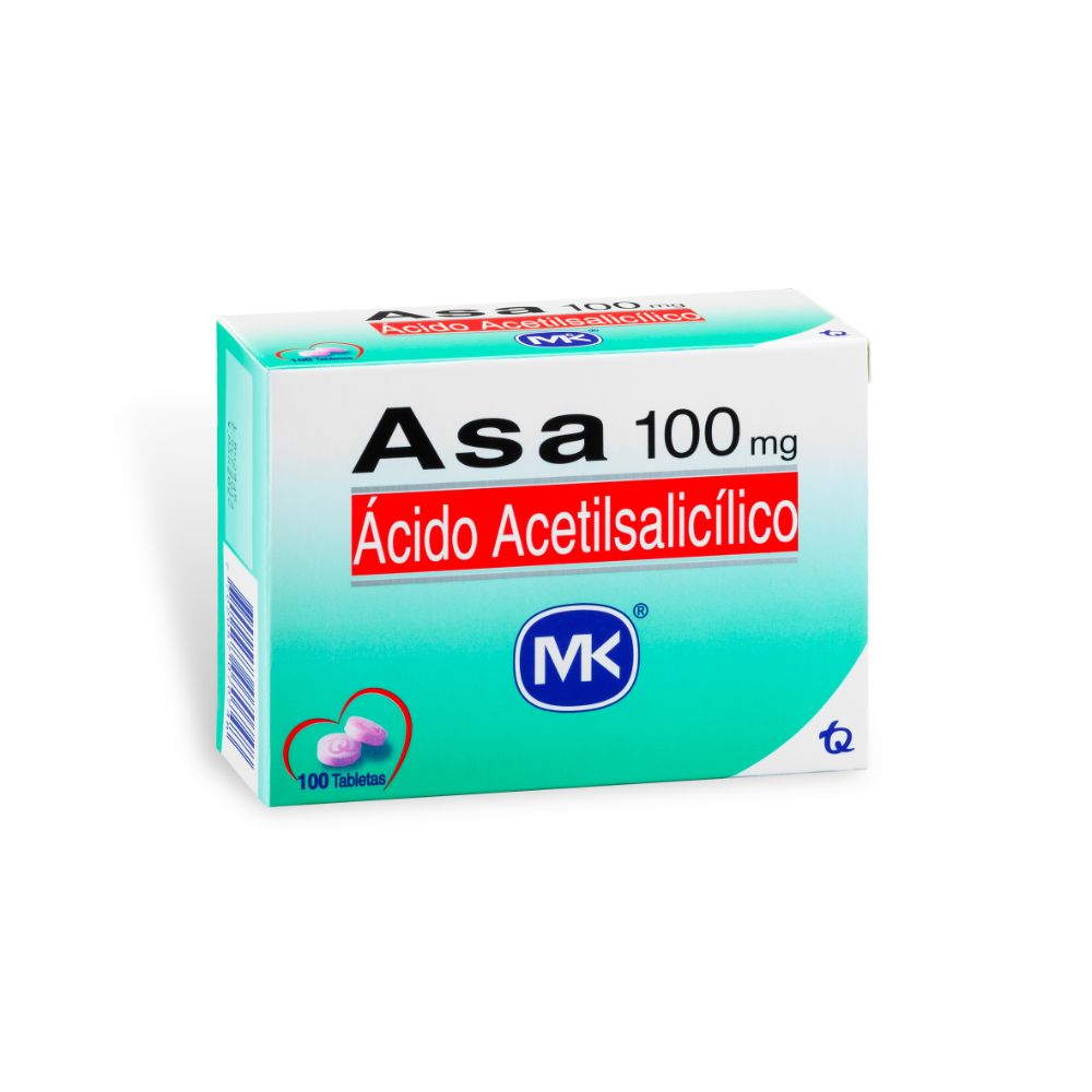 Asa (Acido Acetilsalicilico) 100 Mg Caja x 100 Tabletas (Tecnoquimicas)