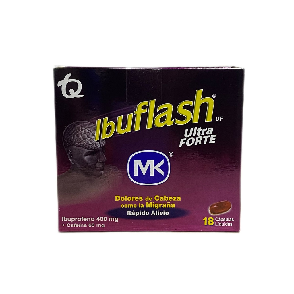 Ibuflash Ultra Forte (Ibuprofeno+Cafeina) 400+65 Mg Caja x 18 Capsulas Und (Tecnoquimicas)