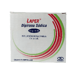 [7702896002351] Laper (Dipirona)2.5 g/5 Ml Solucion Inyectable Caja x 5 Ampollas (Blaskov)