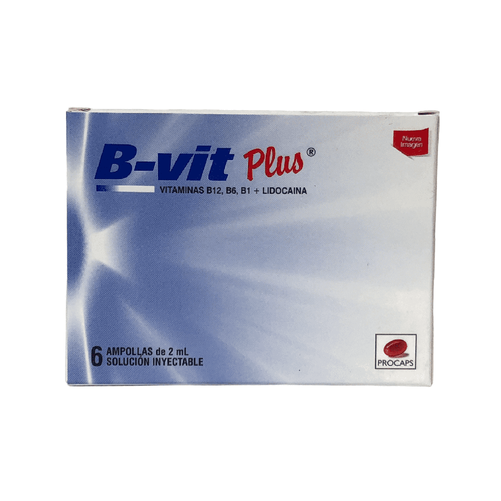 B-Vit Plus (Vitamina B12,B6,B1+Lidocaina) Caja X 6 Ampollas (Procaps ...