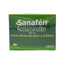 [7703038020073] Sanafen (Acetaminofen) 500 Mg Caja x 100 Tabletas (Lebriut)