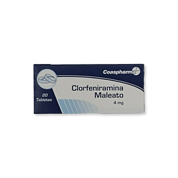 [7703712030695] Clorfeniramina 4 mg Tabletas Caja x 20 (Coaspharma)