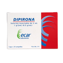 [7702184030080] Dipirona 1g 2ml Ampolla caja x 25 (Ecar)