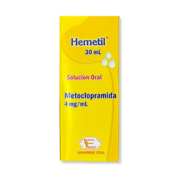 [7707019402186] Hemetil (Metoclopramida) 4 Mg Gotas Oral Frasco x 30 Ml(Labquifar)