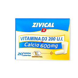 [7707019460131] ​​Zivical D (Carbonato De Calcio+Vitamina D3) Caja x 20 Tabletas (Labquifar)