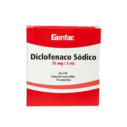 [7705959881092] Diclofenaco 75 Mg/3Ml Solucion Inyectable Caja x 10 Ampollas Und (Genfar)